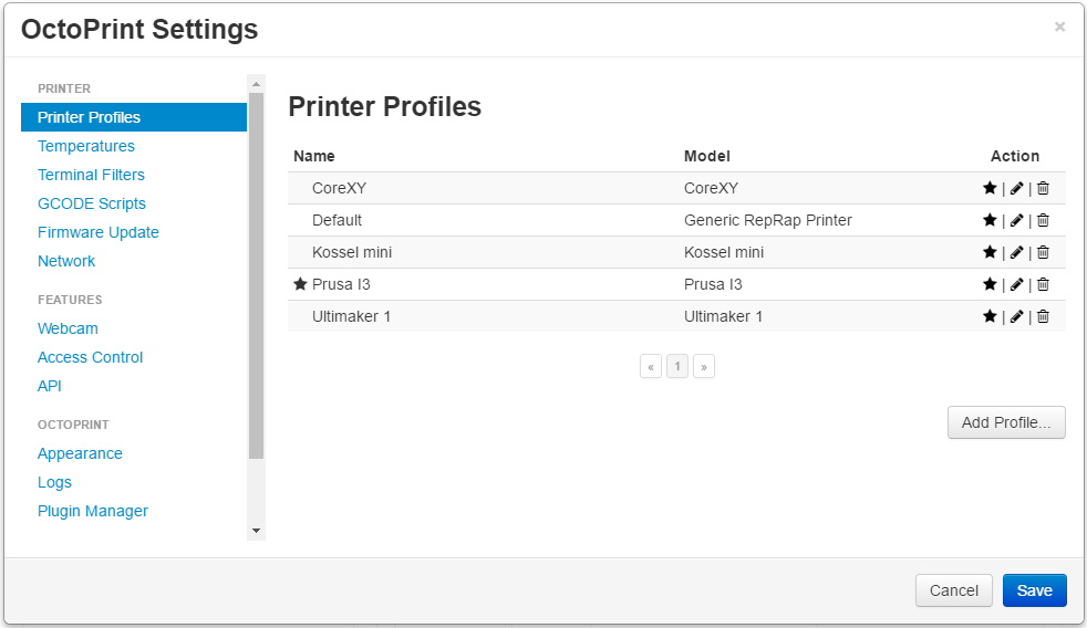 Fastbot - OctoPrint Settings and Profiles